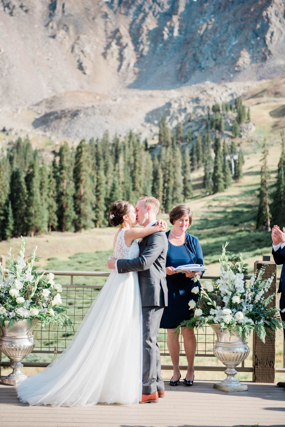 Arapahoe Basin Wedding Ceremony First Kiss