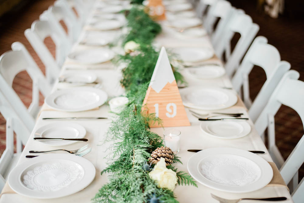 Adventurous Mountain Wedding Reception Detail Photography