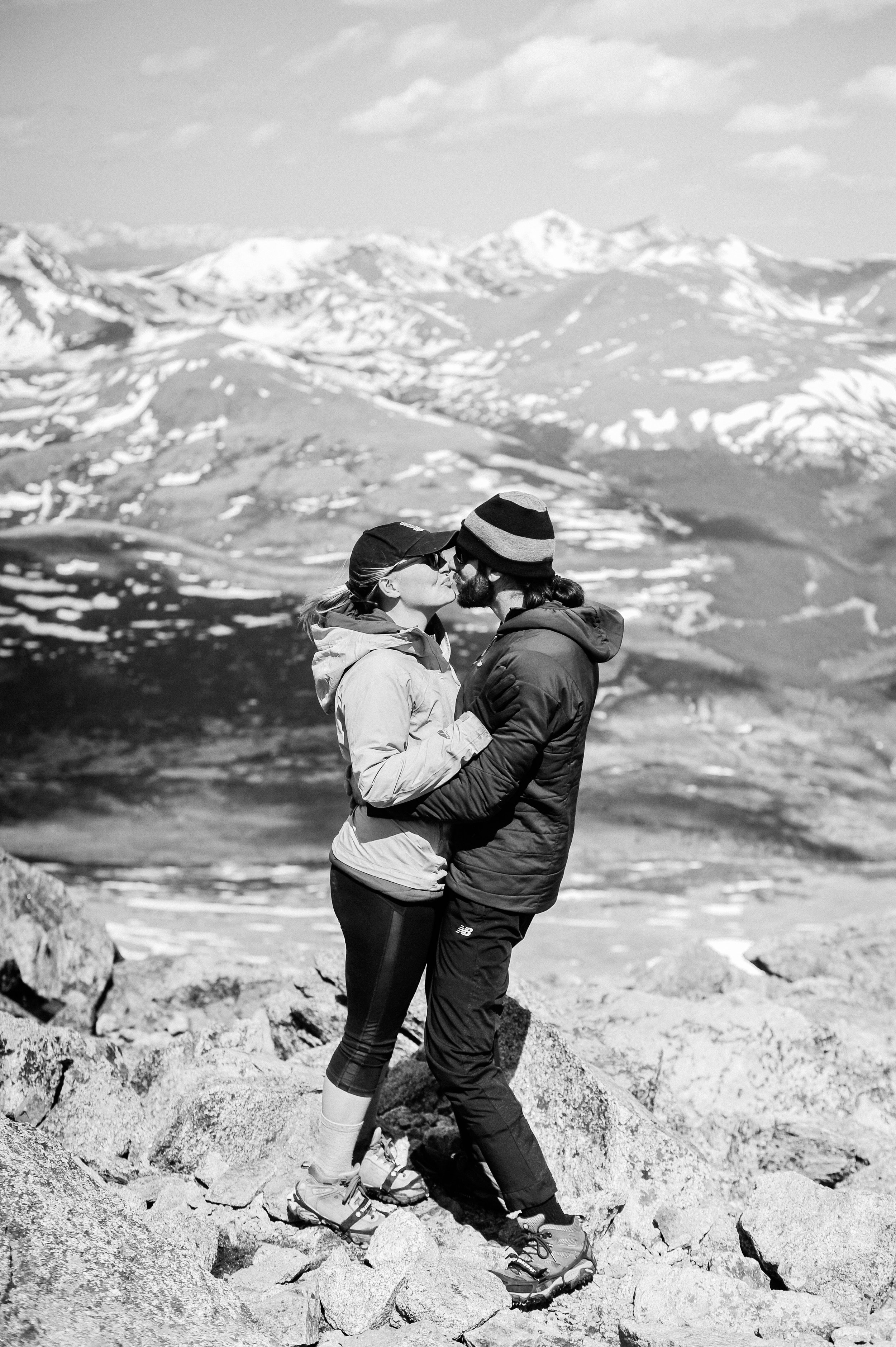 Adventure photography session hiking a 14er  sealed with a kiss