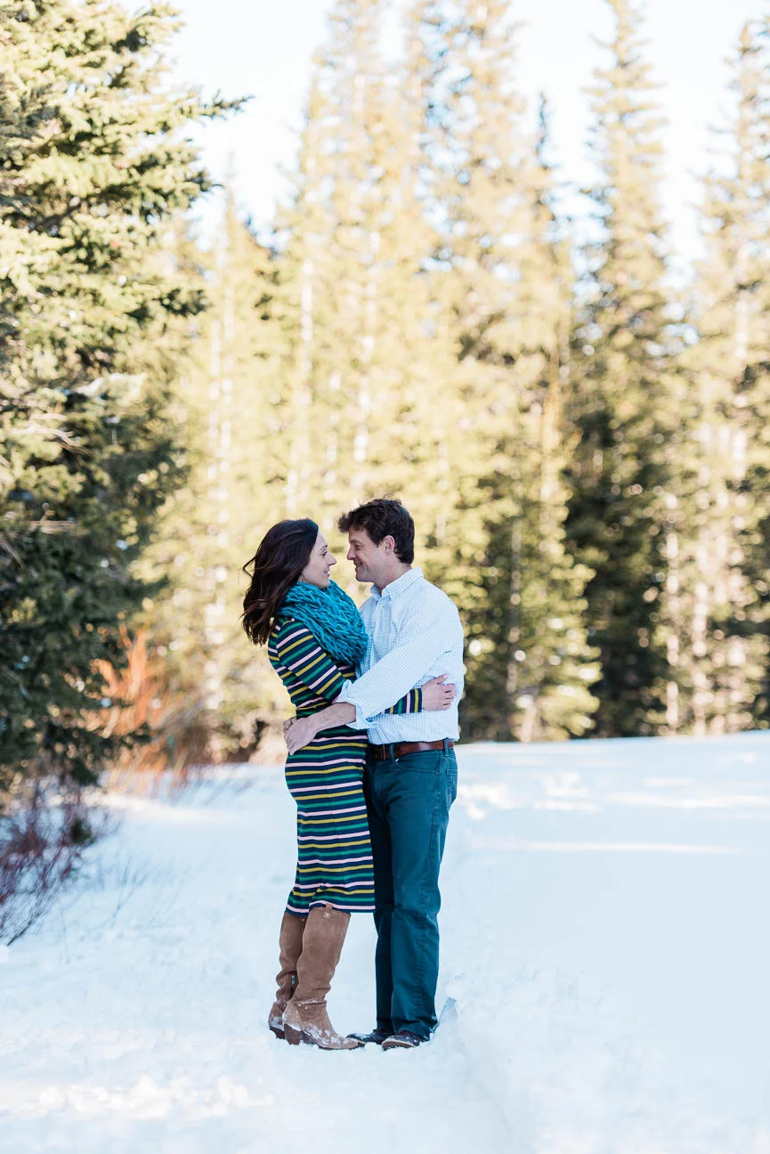 Wintery Eco Lake Engagement Photography Session in Evergreen Colorado