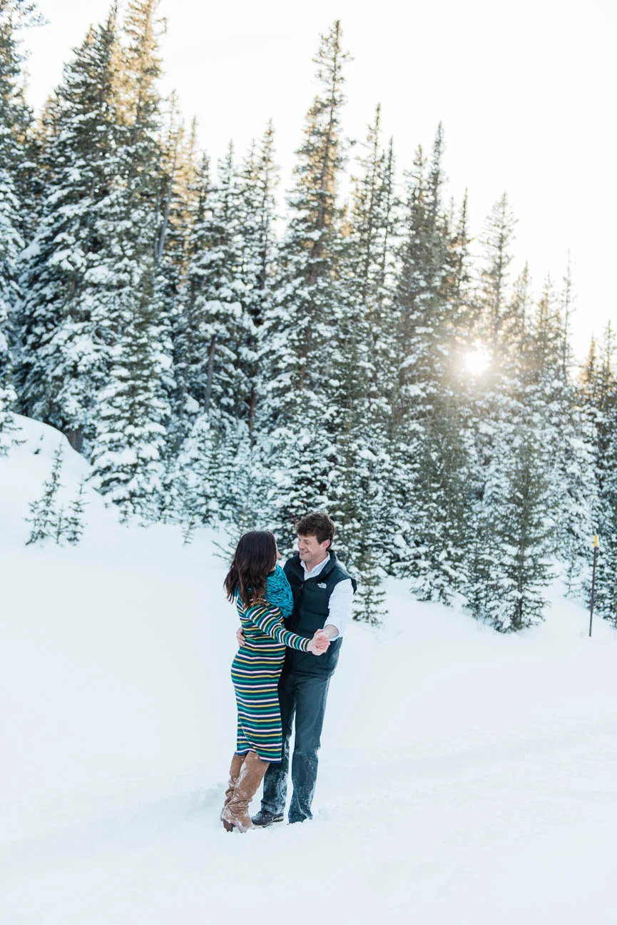 Wintery Eco Lake Engagement Photography Session in Evergreen Colorado
