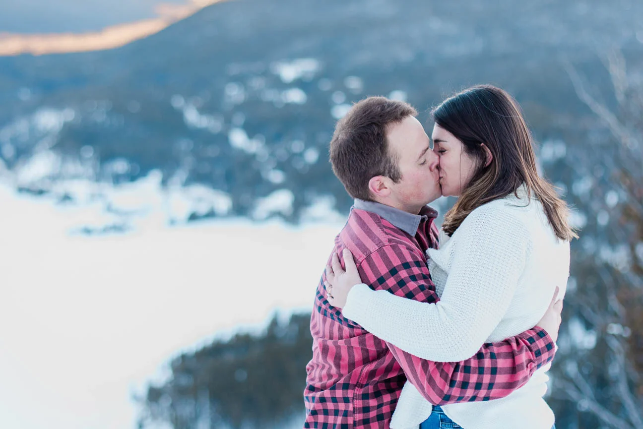 Winter Snowshoe Sunrise Engagement Photography Session in Breckenridge Colorado