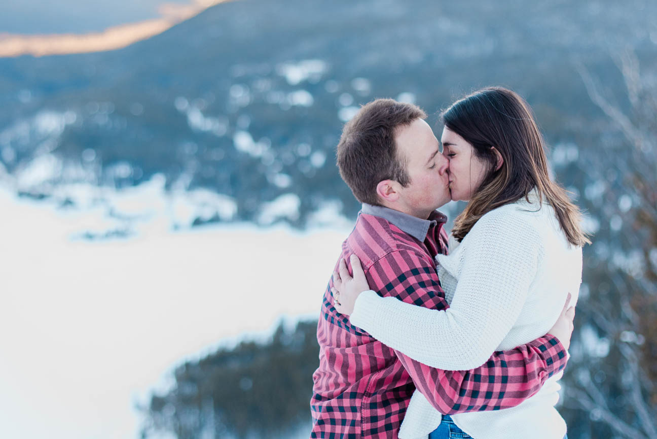 Winter Snowshoe Sunrise Engagement Photography Session in Breckenridge Colorado