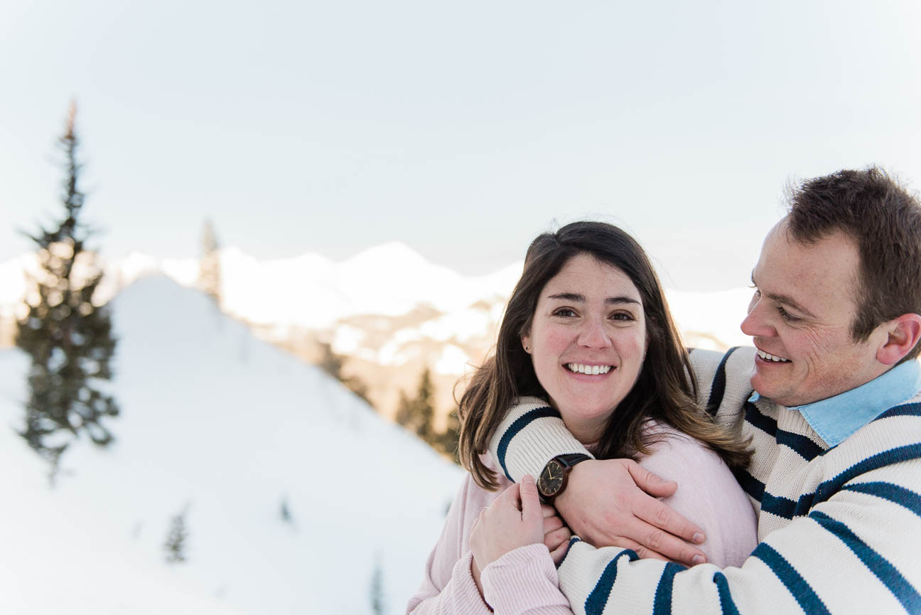 Winter Snowshoe Sunrise Engagement Photography Session in Breckenridge Colorado