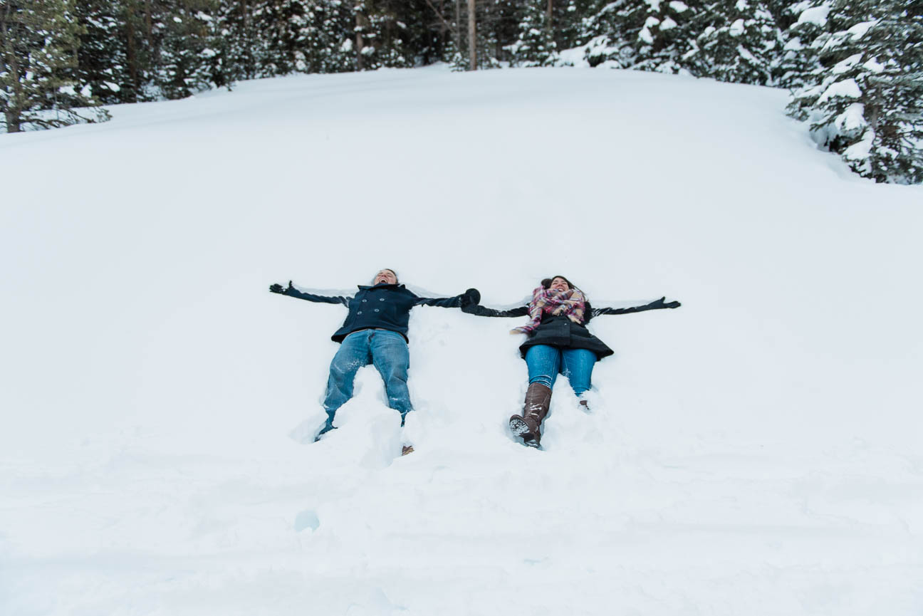 Winter Snowshoe Sunrise Engagement Photography Session in Breckenridge Colorado