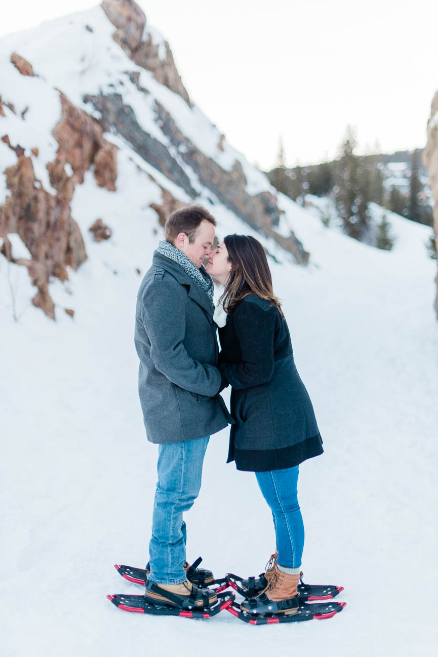 Winter Snowshoe Sunrise Engagement Photography Session in Breckenridge Colorado
