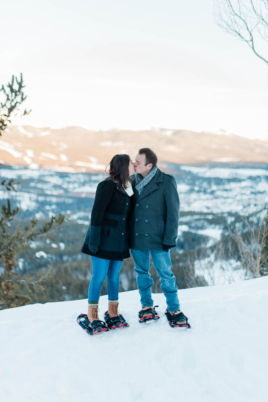 Winter Snowshoe Sunrise Engagement Photography Session in Breckenridge Colorado