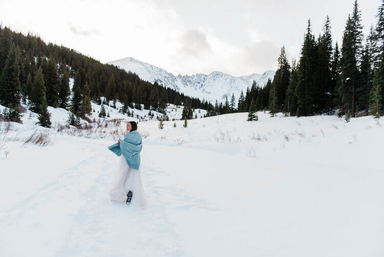 Winter Snowshoe Destination Elopement in Frisco Colorado