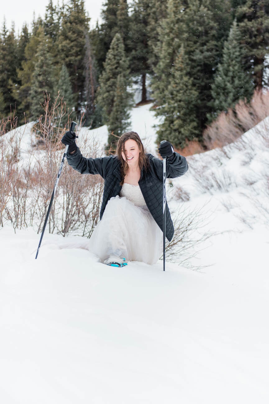 Winter Snowshoe Destination Elopement in Frisco Colorado