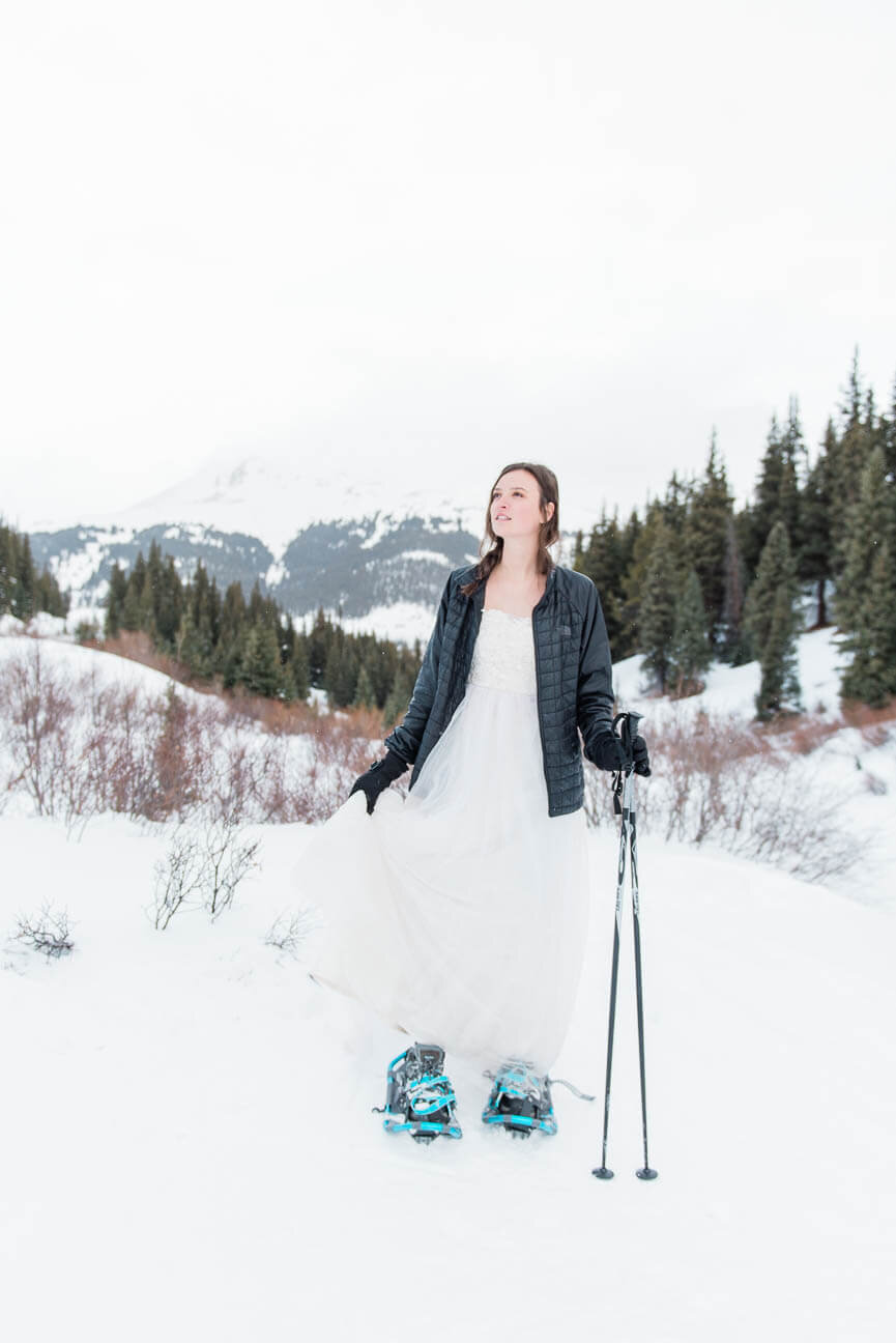 Winter Snowshoe Destination Elopement in Frisco Colorado