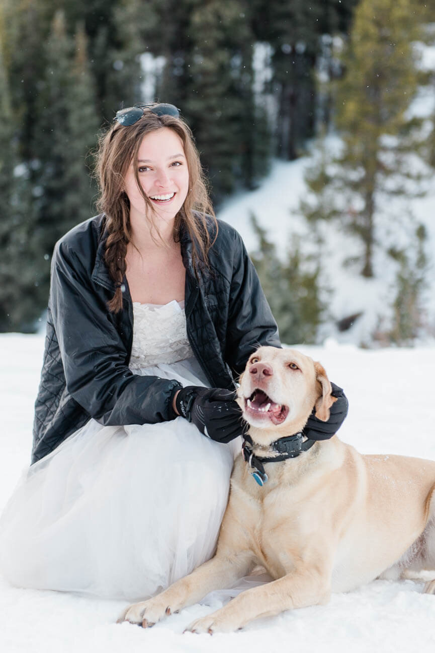 Winter Snowshoe Destination Elopement in Frisco Colorado