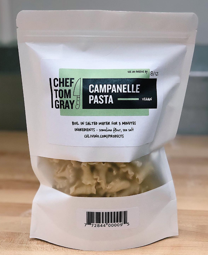 Retail bag of fresh pasta from Chef Tom Gray