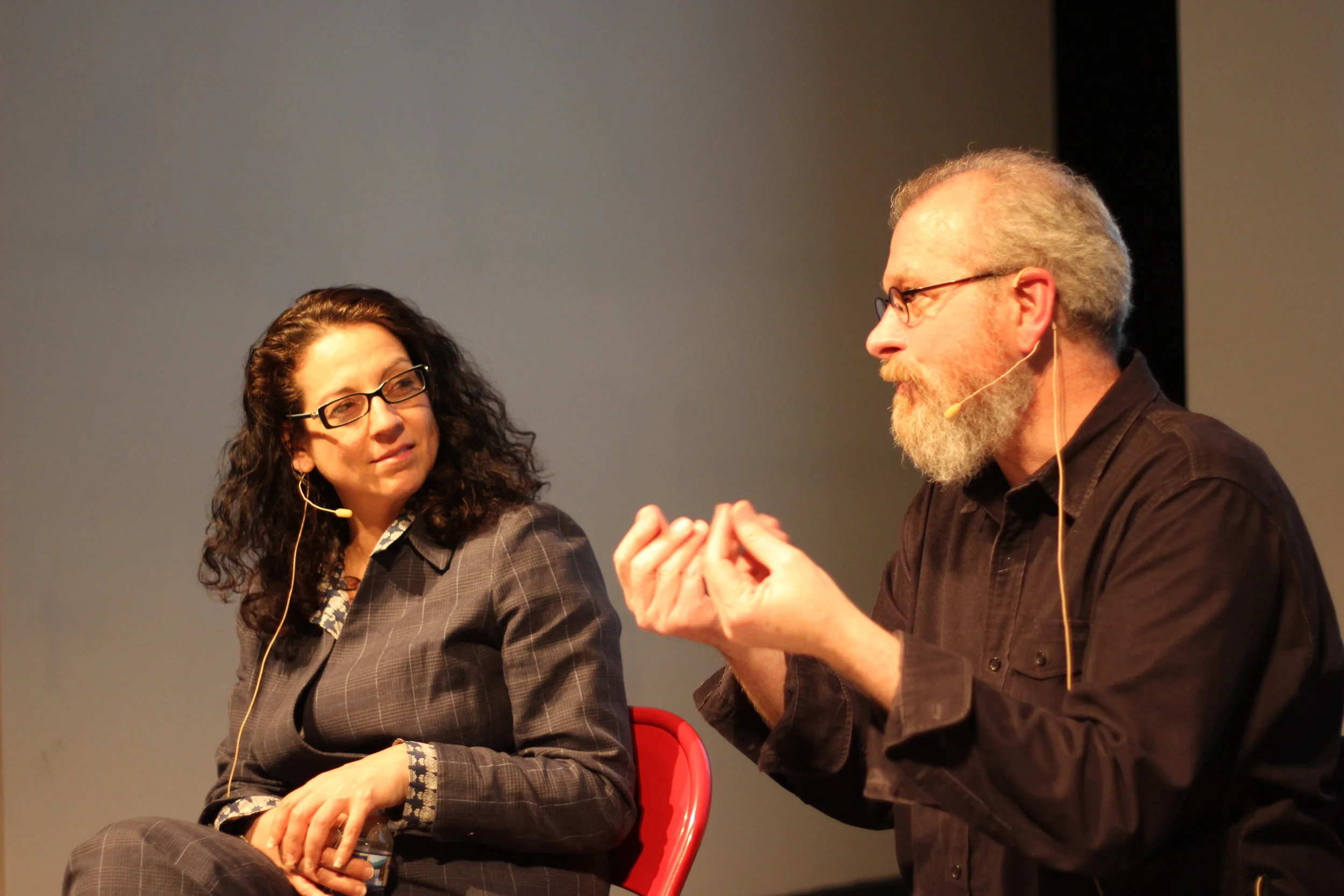 Kristen Ghodsee and João Biehl at the Slought Foundation on April 19, 2018