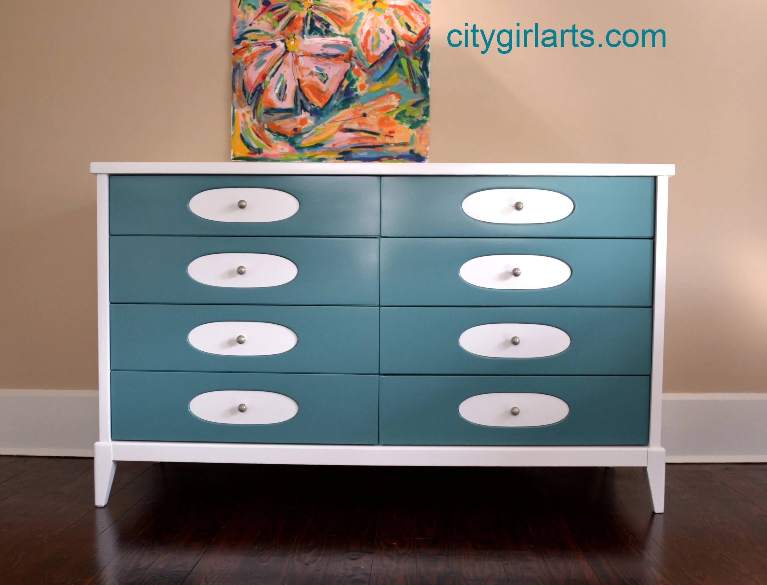 South Beach Inspired: The Blue and White Dresser
