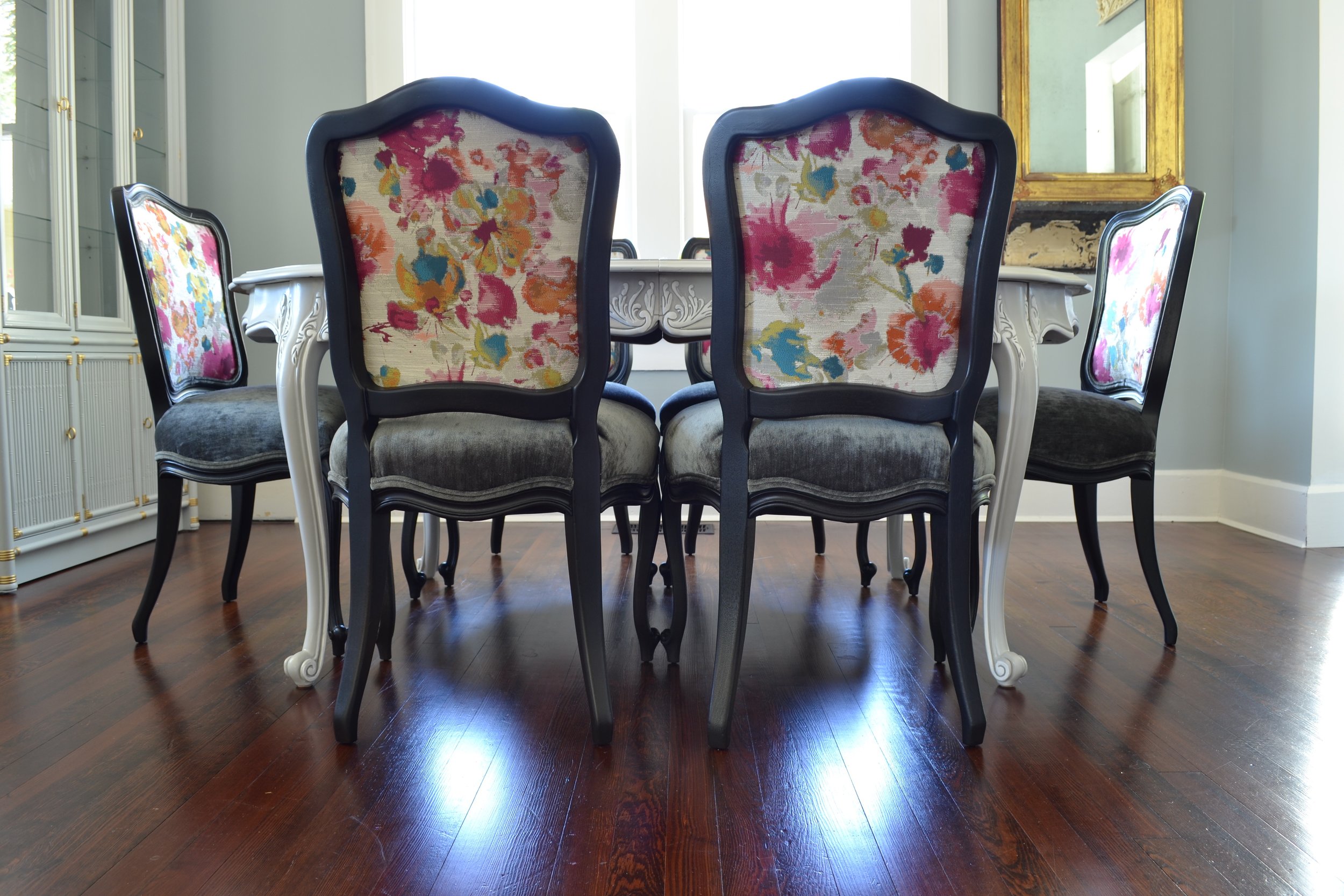 Traditionally Upholstered French Dining, Custom Dining Chairs Upholstered