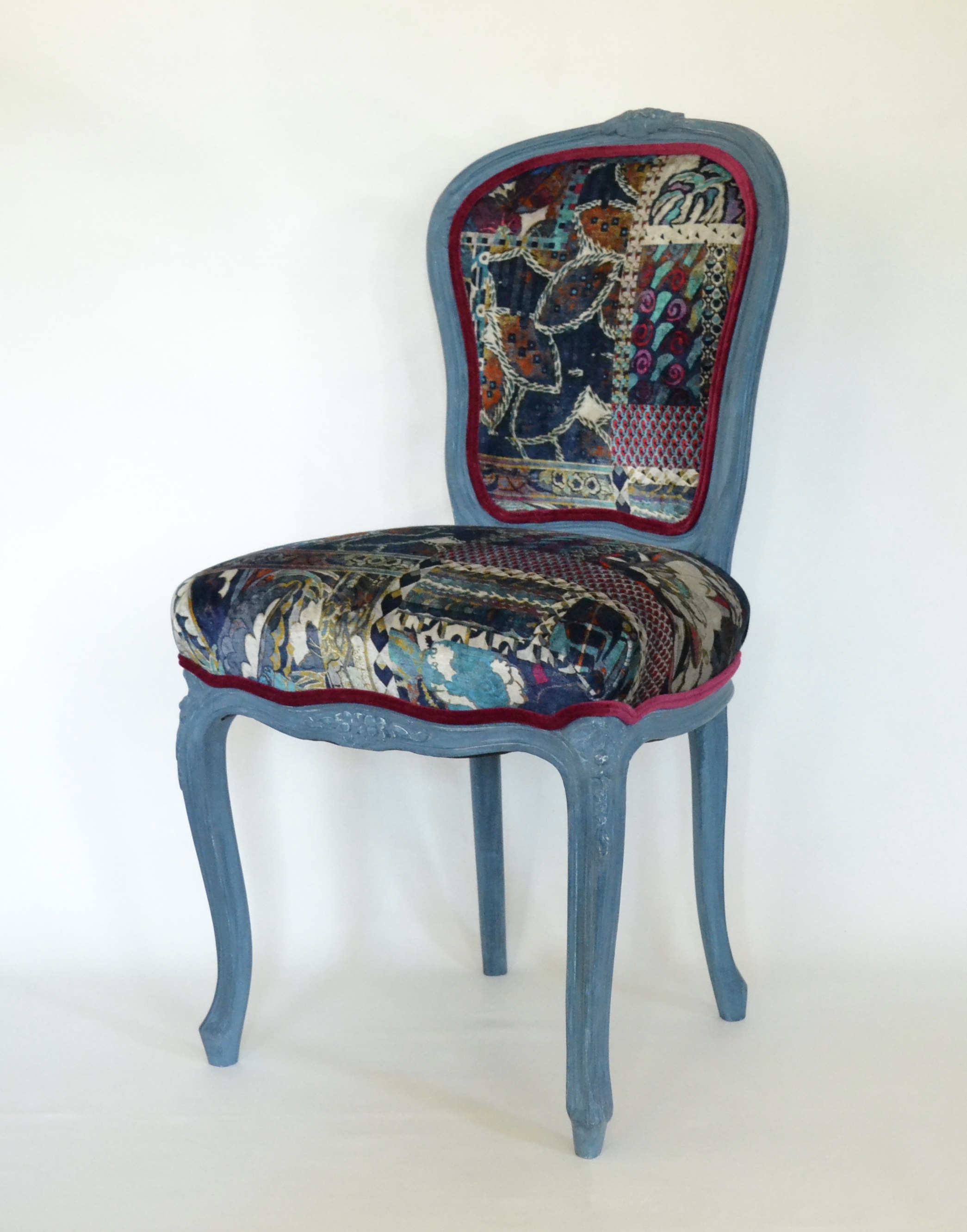 Bohemian Style Vintage Upholstered Louis French Chair
