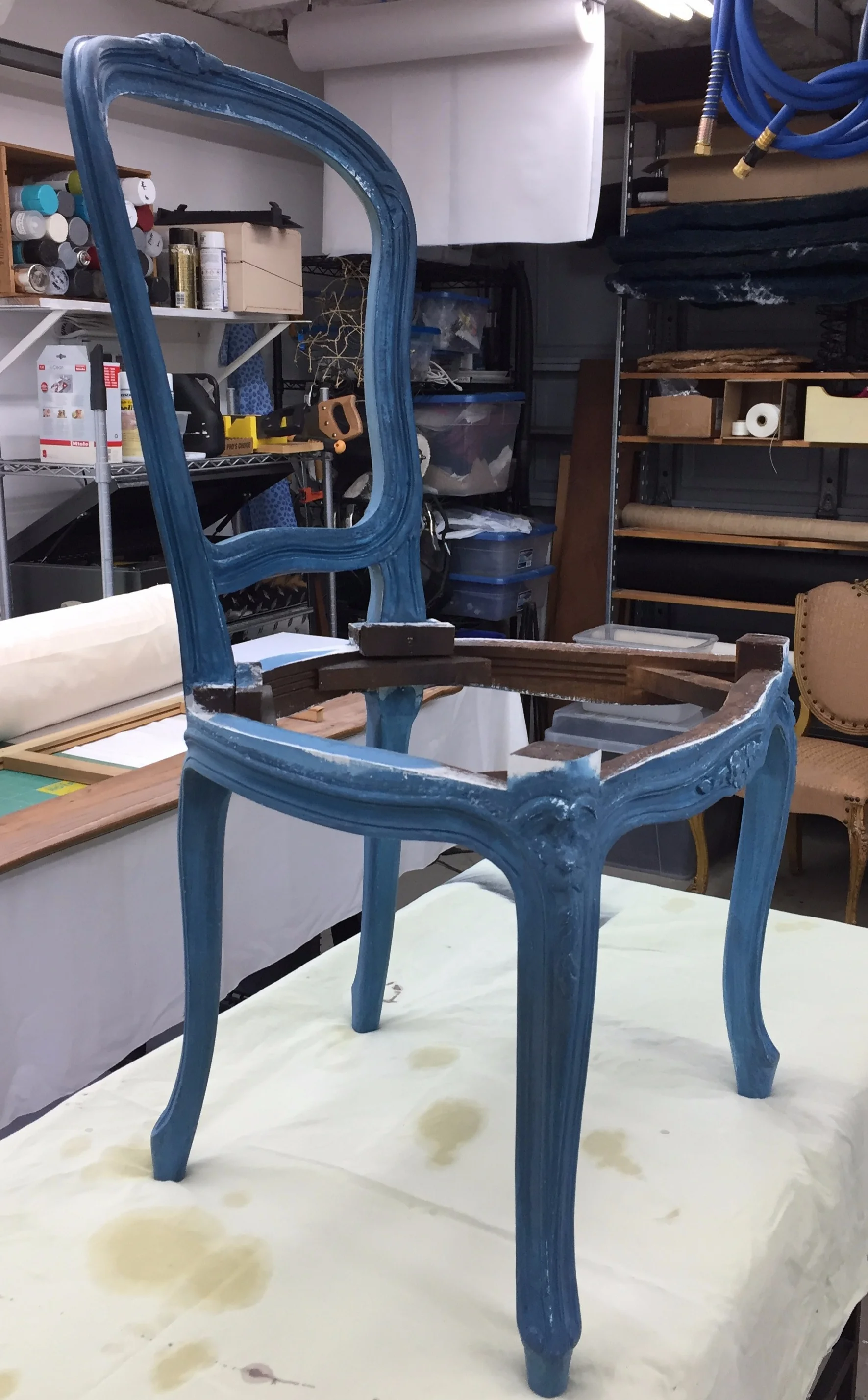 French Chair Stripped and Milk-Painted