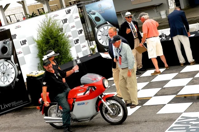 Our pal Nigel Griffin rides Bobby Machinist’s amazing MV Augusta America 750 up for its Less is More class award