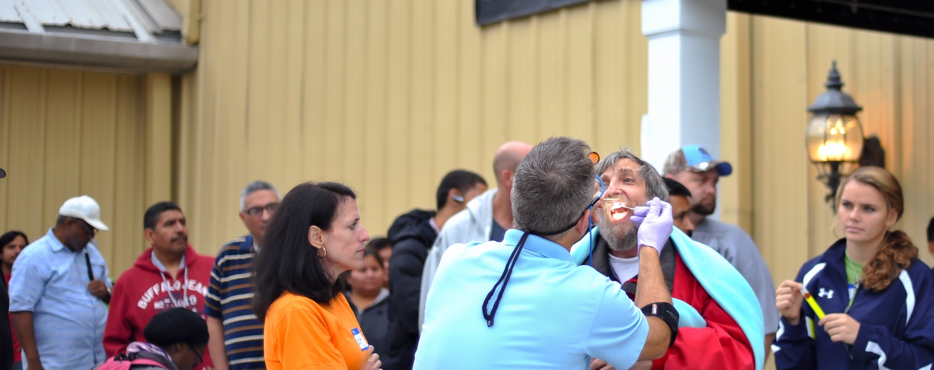 Interpreting in triage line at a free local medical clinic