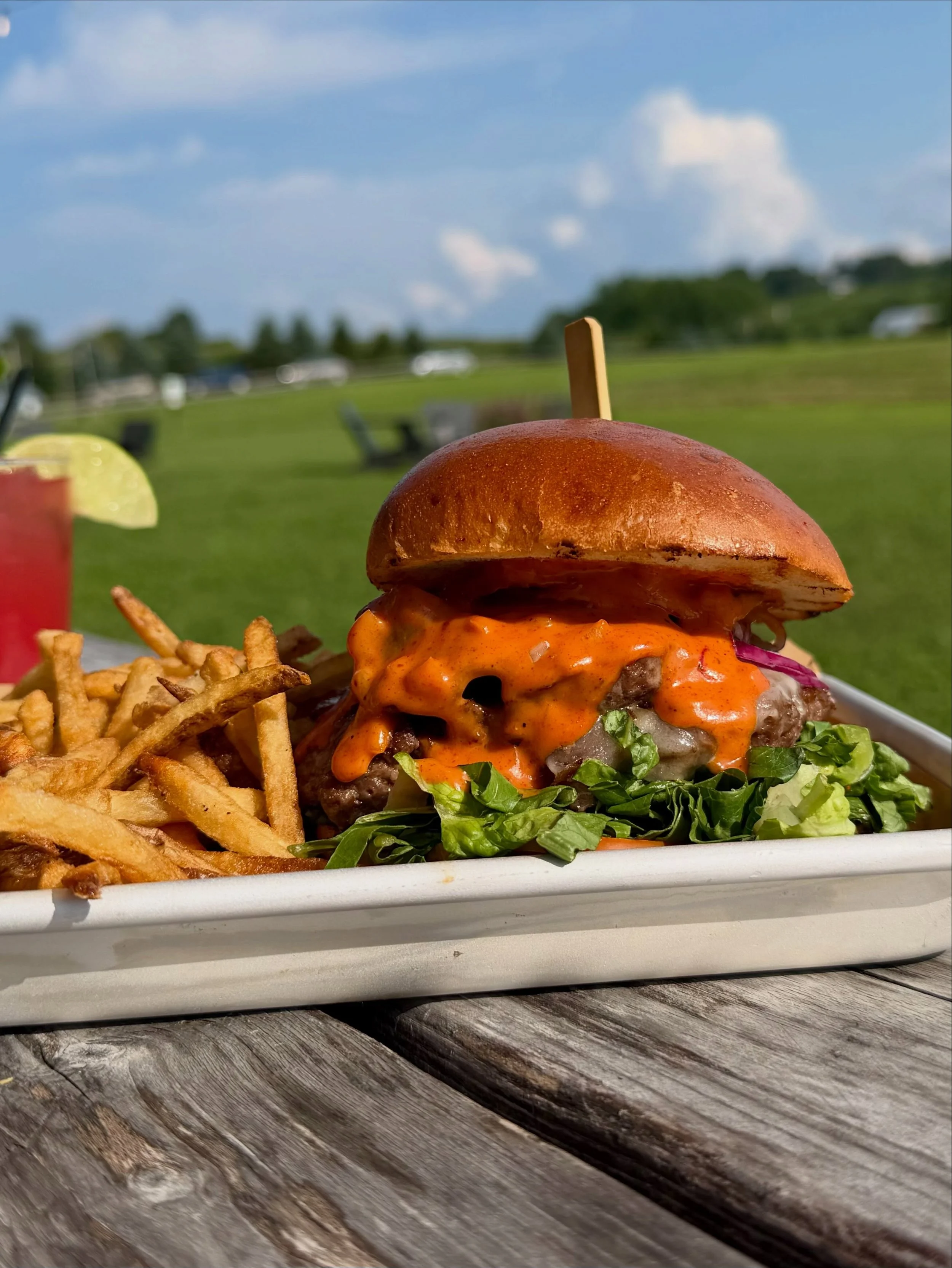 Introducing The Big Max!
Two patties, special sauce, cheese, letucce, tomato, red onion. 
For something light and refreshing, our watermelon refresher with house watermelon juice, coconut water, mint and lime juice (add vodka for a boozy version). 

