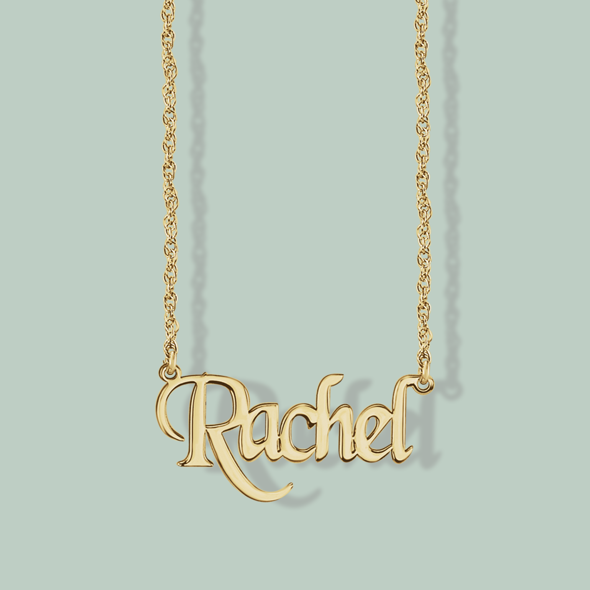 14K Block Nameplate Necklace 