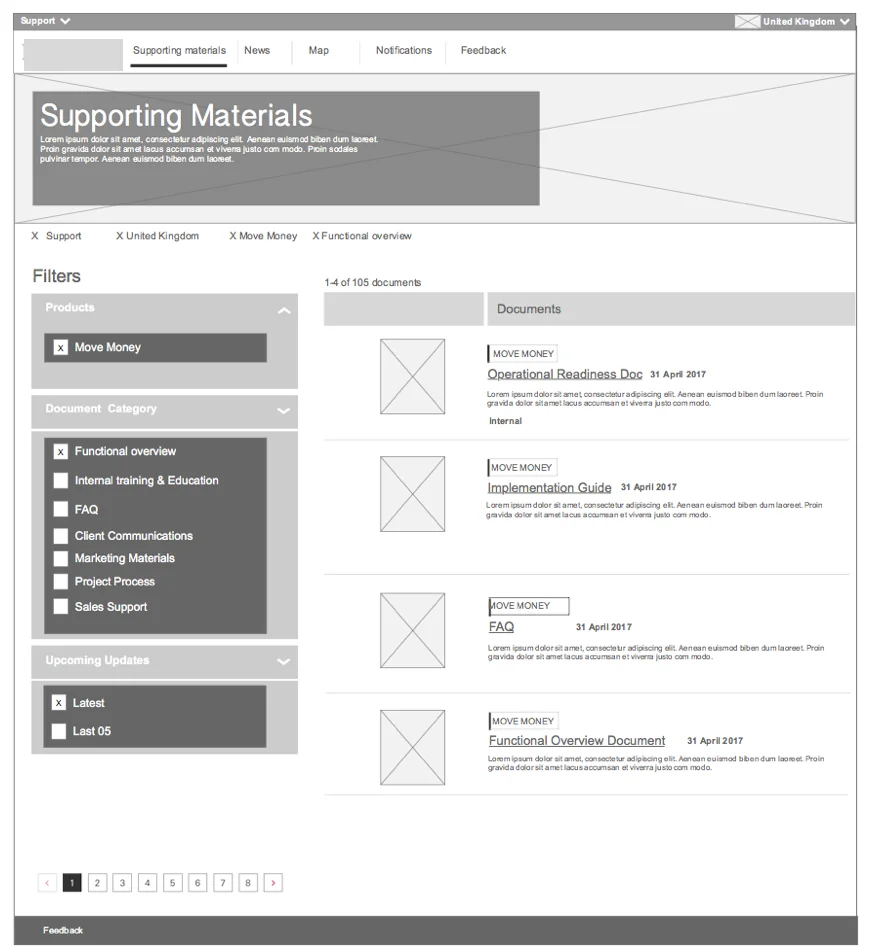 Supporting Materials Page - Wireframe