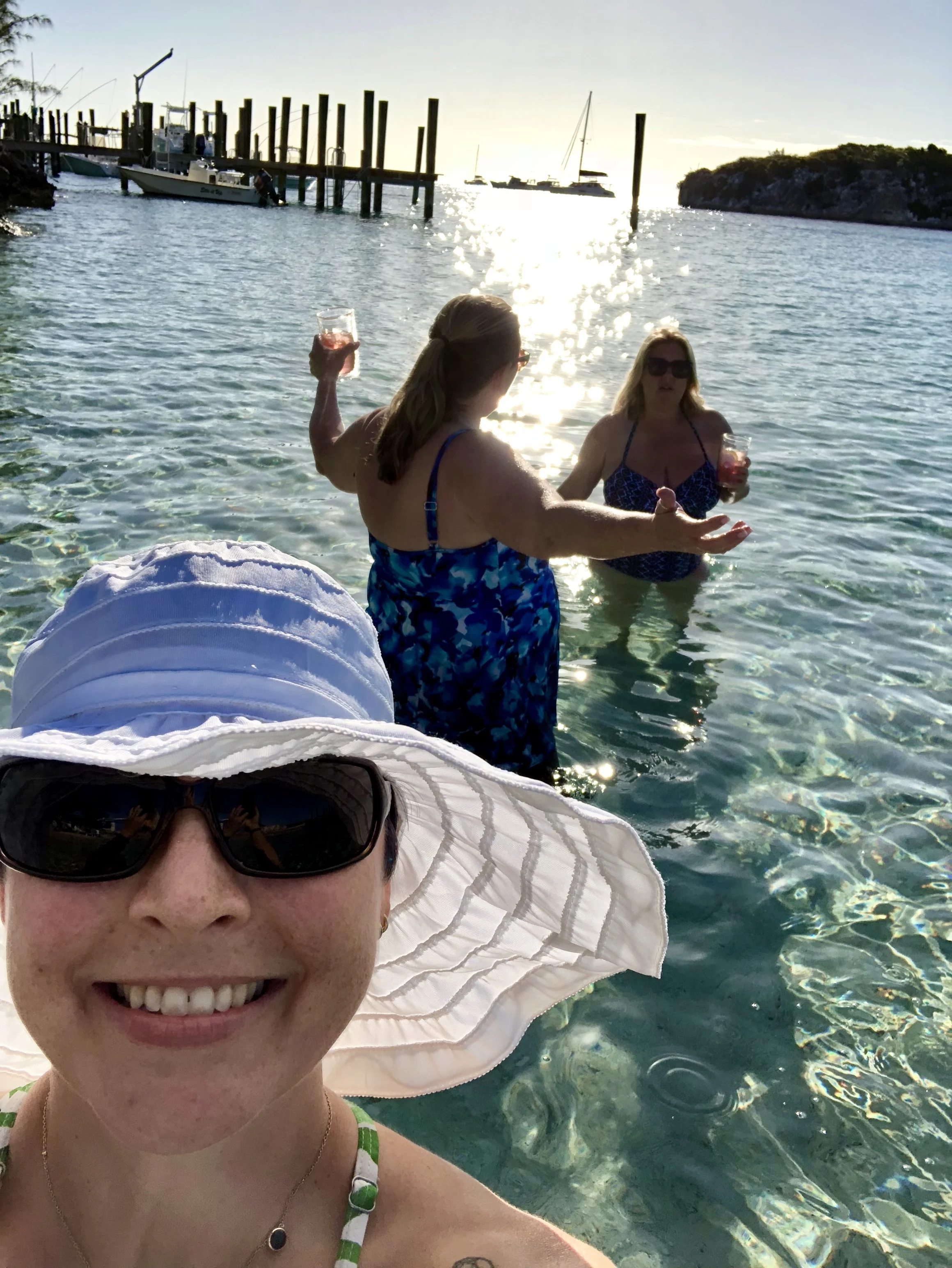 enjoying the sun on Staniel at our private beach