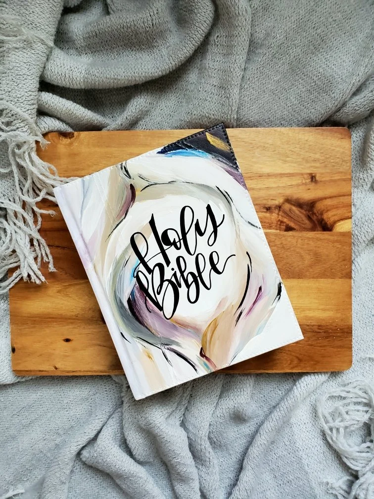 Abstract Painted Wedding Bible Guest Book
