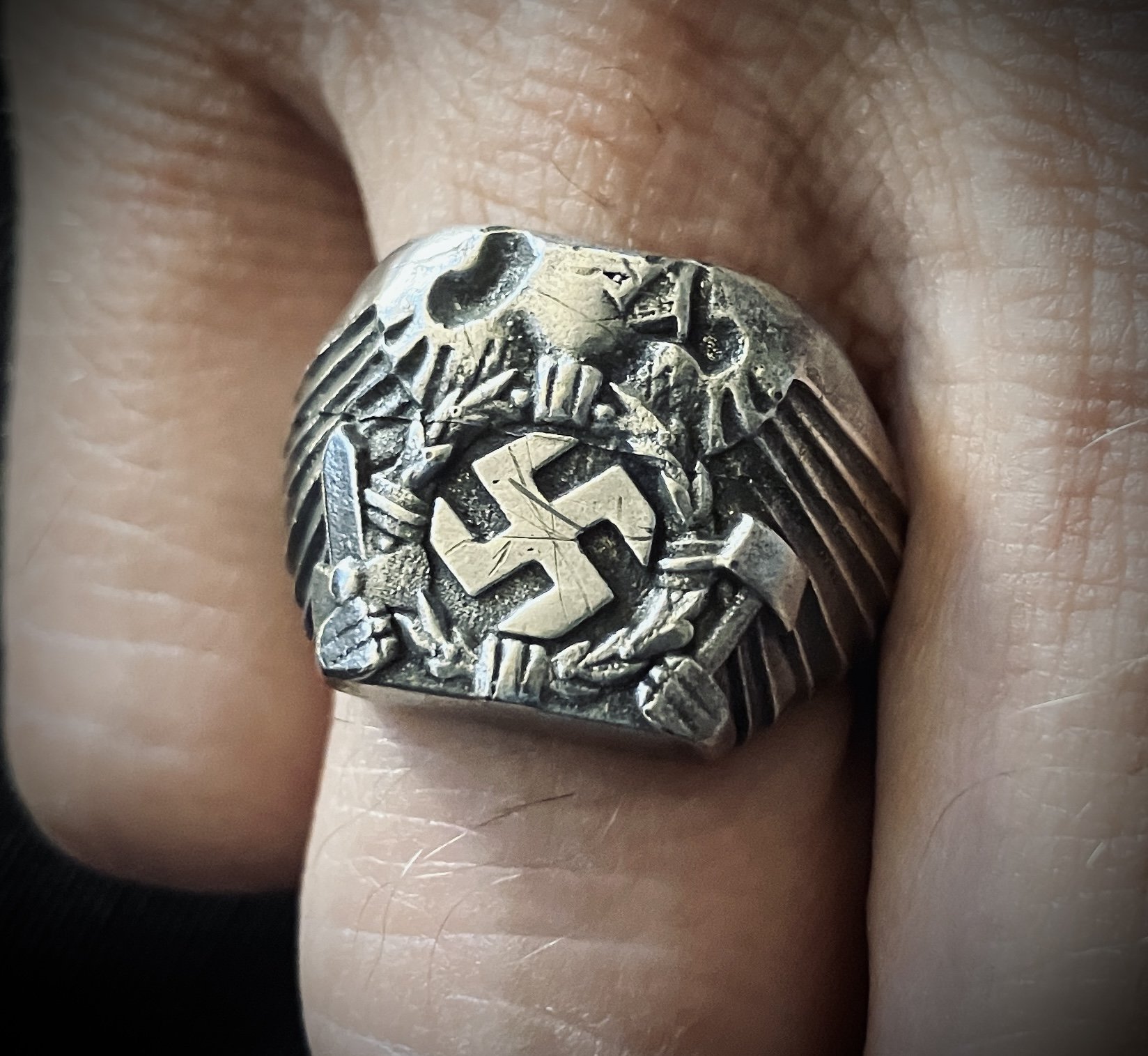 Hitlerjugend Art Deco Leader Ring [1930s Germany - size US-9]