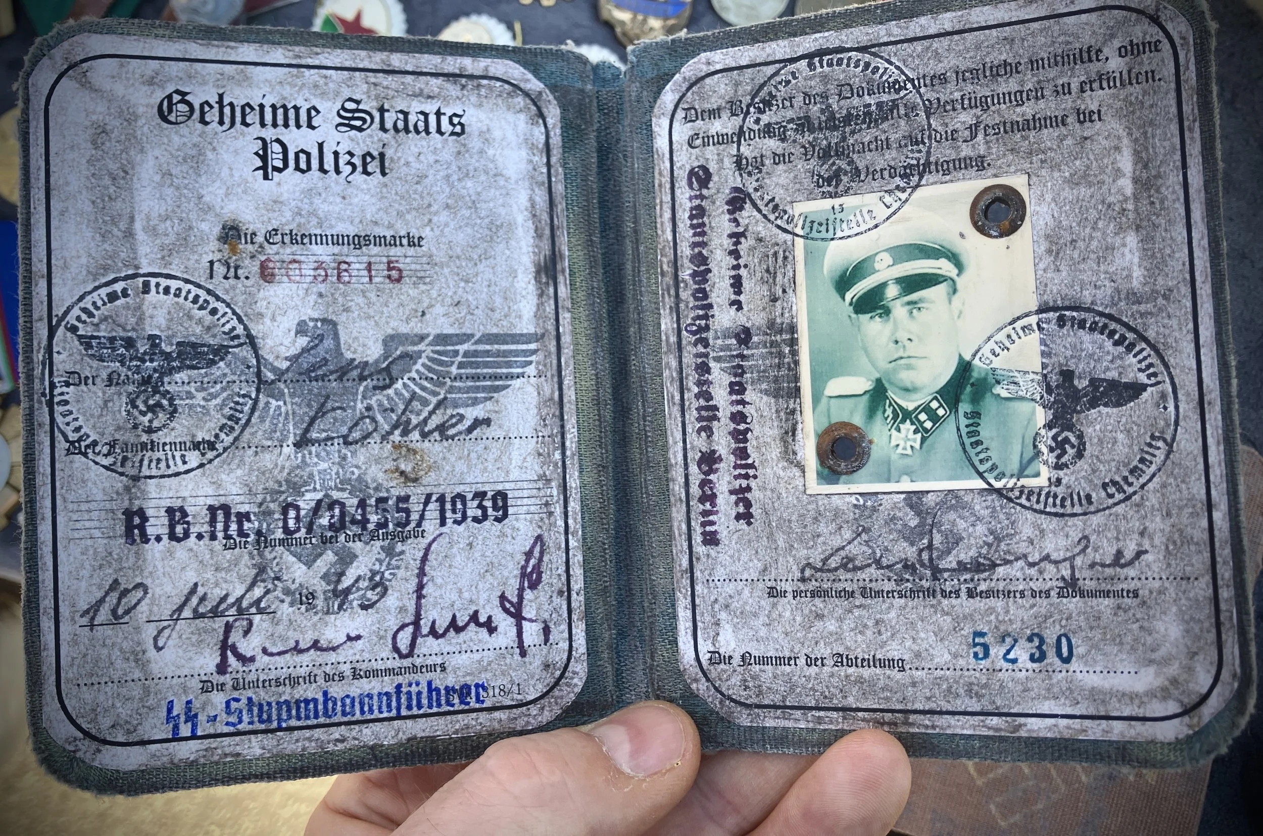 Antique German Officer ID Card (1939)