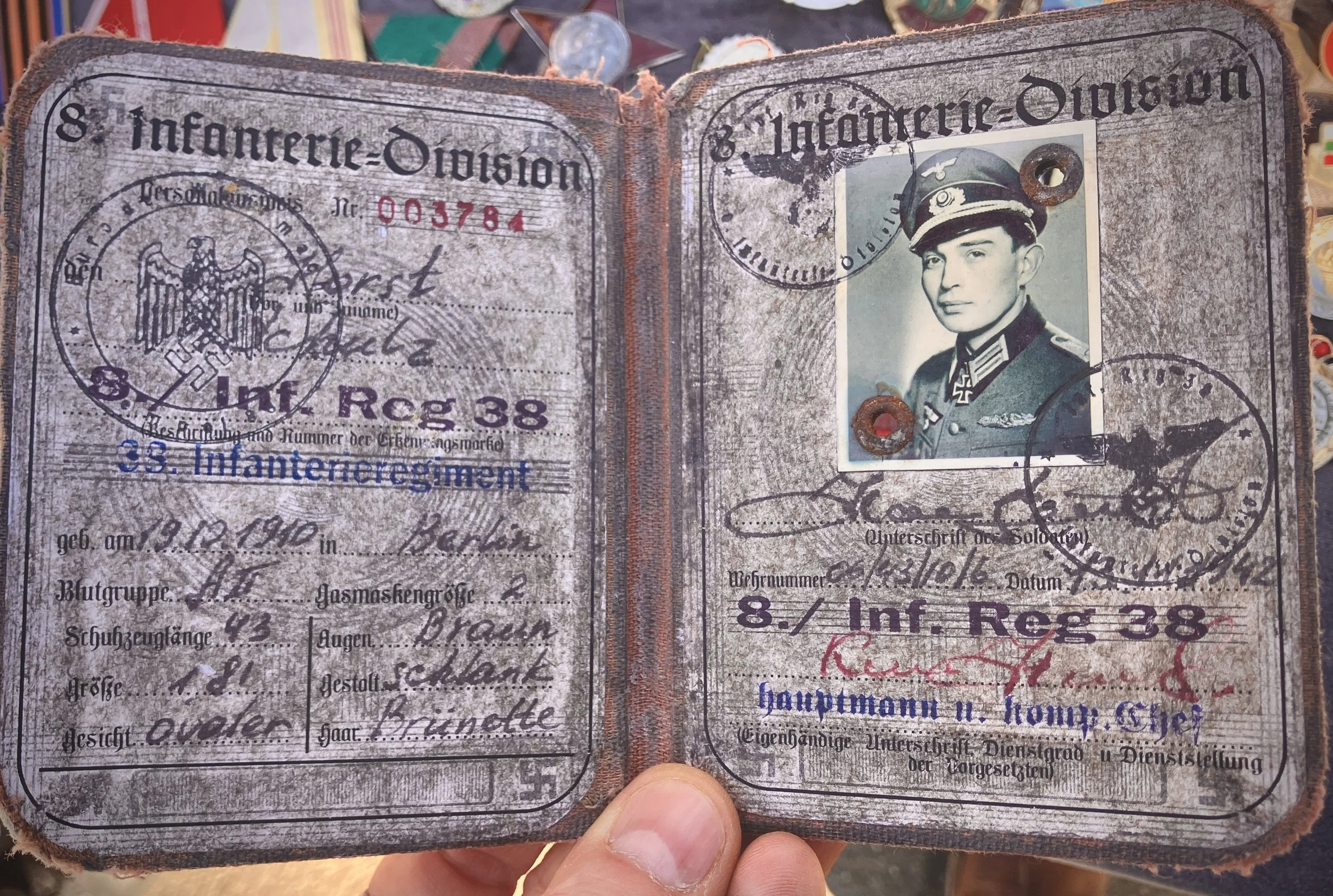 Antique German Officer ID Card (circa 1940)