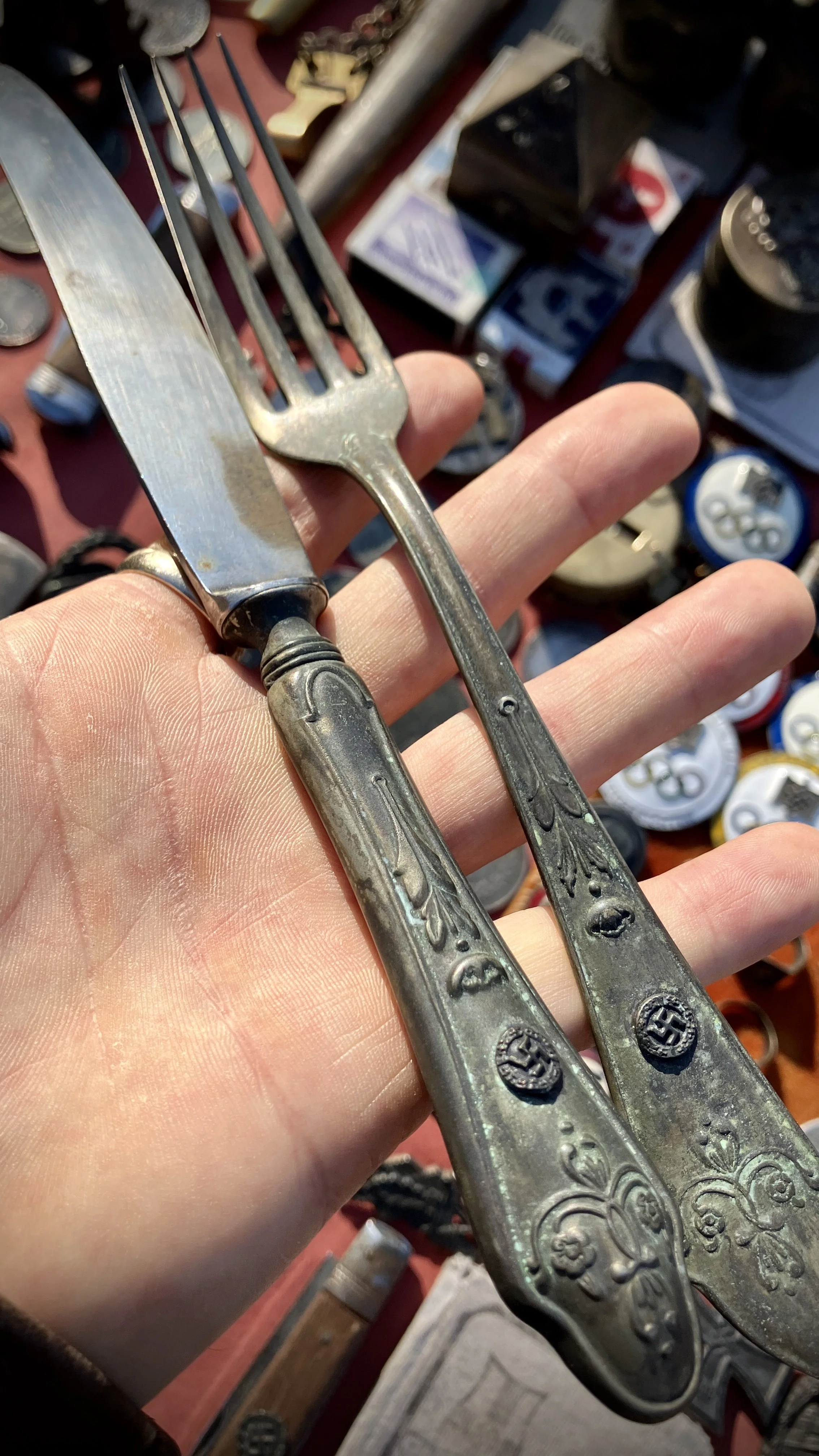 Antique Swastika Knife & Fork Set (circa 1943)