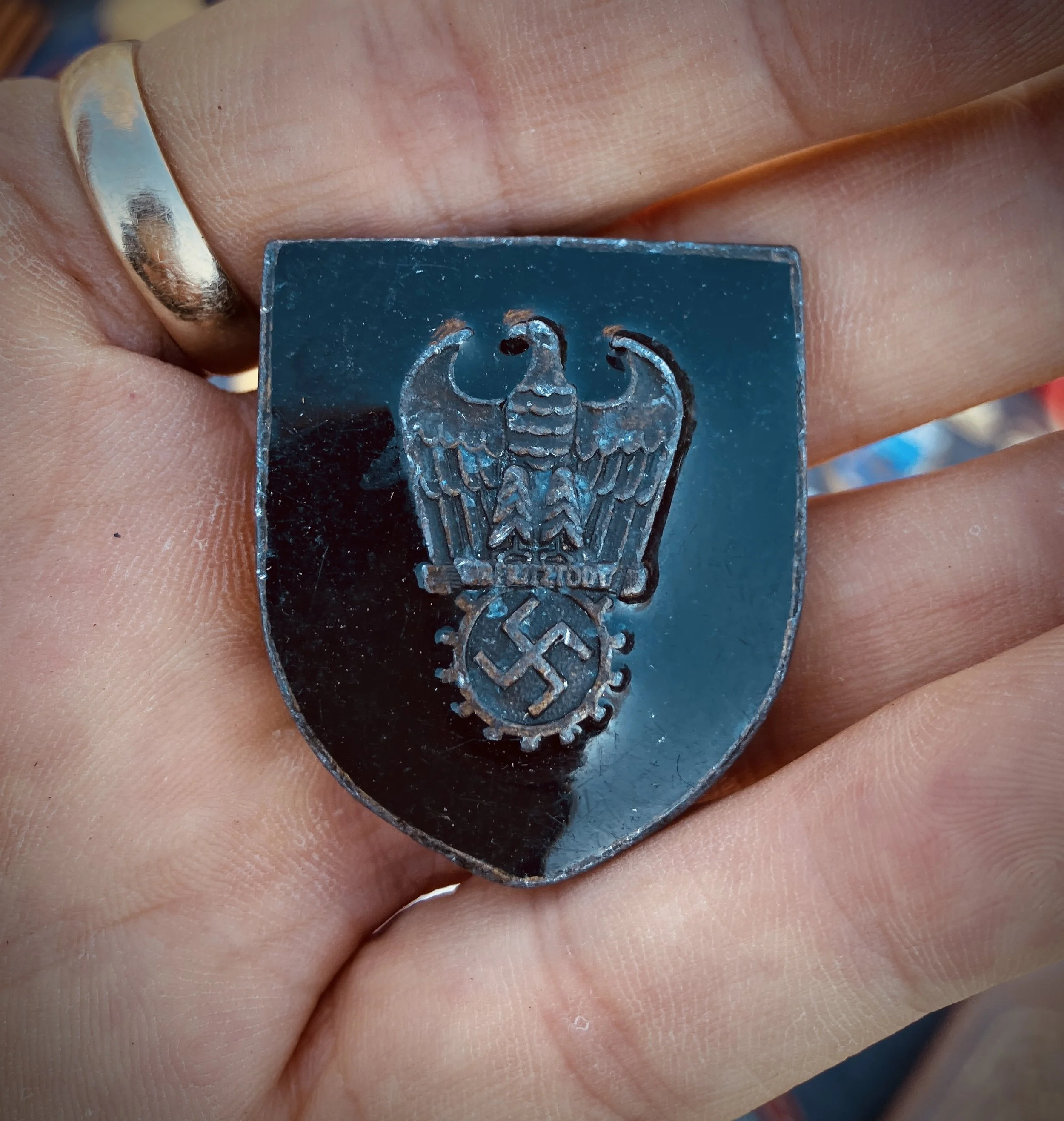 Black Enamel Iron Eagle Broach (circa 1940)