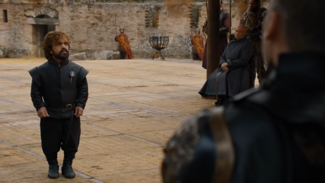 Tyrion Lannister(Peter Dinklage) kicks off the pitch by setting the stage for what’s to come. He says very clearly that the current model isn’t working efficiently. In fact, it’s led them to the brink of war. After some pushback from his sister, Cersei Lannister (Lena Headey), he deftly steps aside as Jon Snow (Kit Harrington) comes forward to address the group.