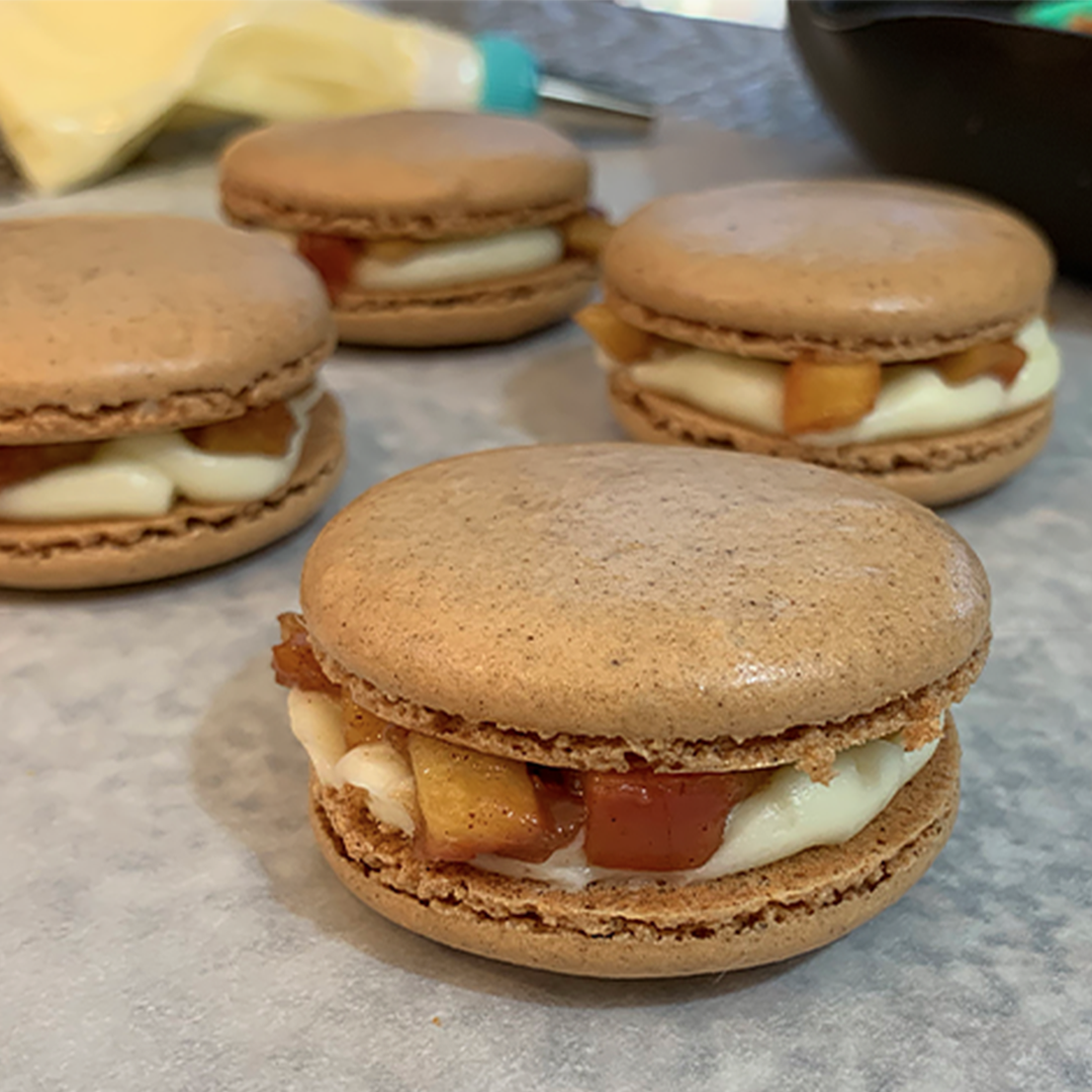 Cinnamon Macarons with Buttercream Apple Filling