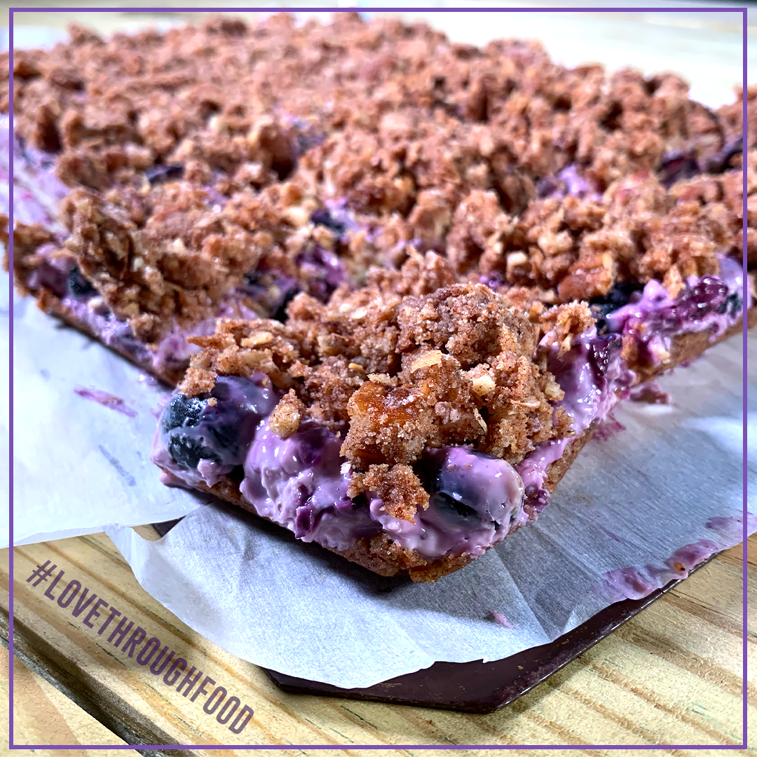 Blueberry Crumble Cheesecake Bars