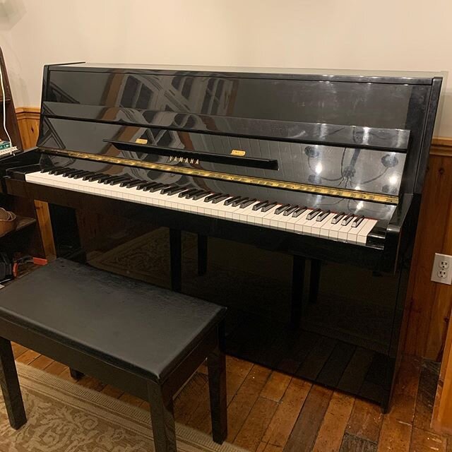 Yamaha E108 for sale!  1995 polished ebony 44&rdquo; piano in fantastic shape!  Thoroughly prepared by Apollo Piano, delivered, and first in - home tuning included.  Just $3245.  Contact me today!  226 339 5701 call or text.  #apollopianocraftsman #k