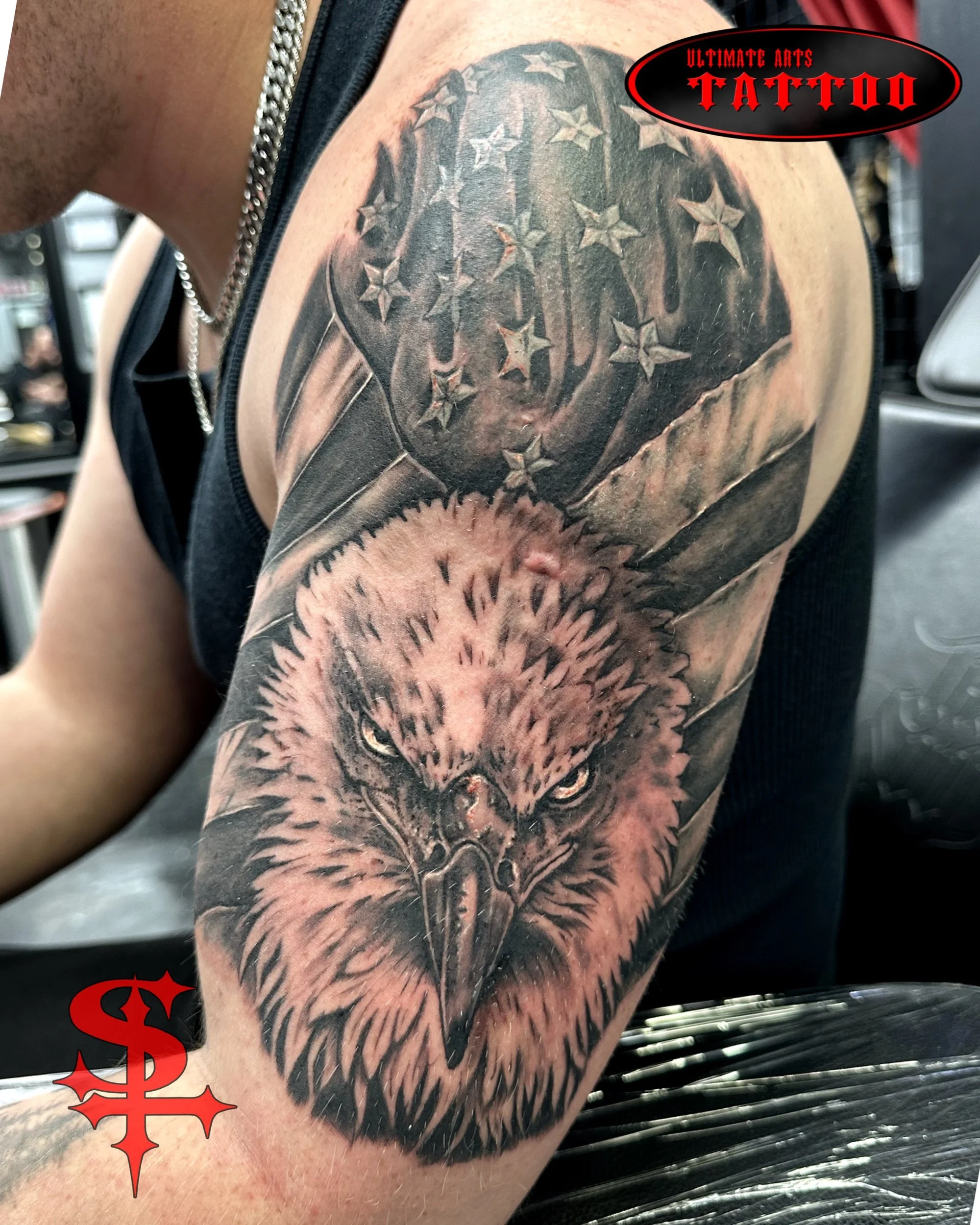 Eagle flag tattoo