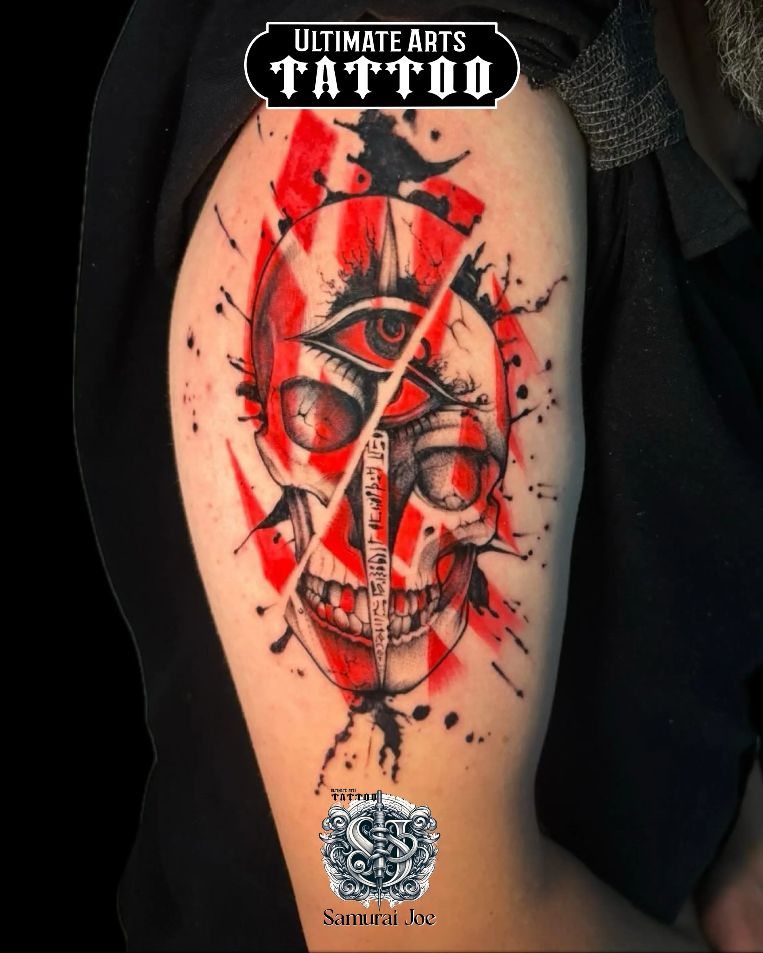 Skull tattoo by joe at Ultimate Arts Arts Tattoo 