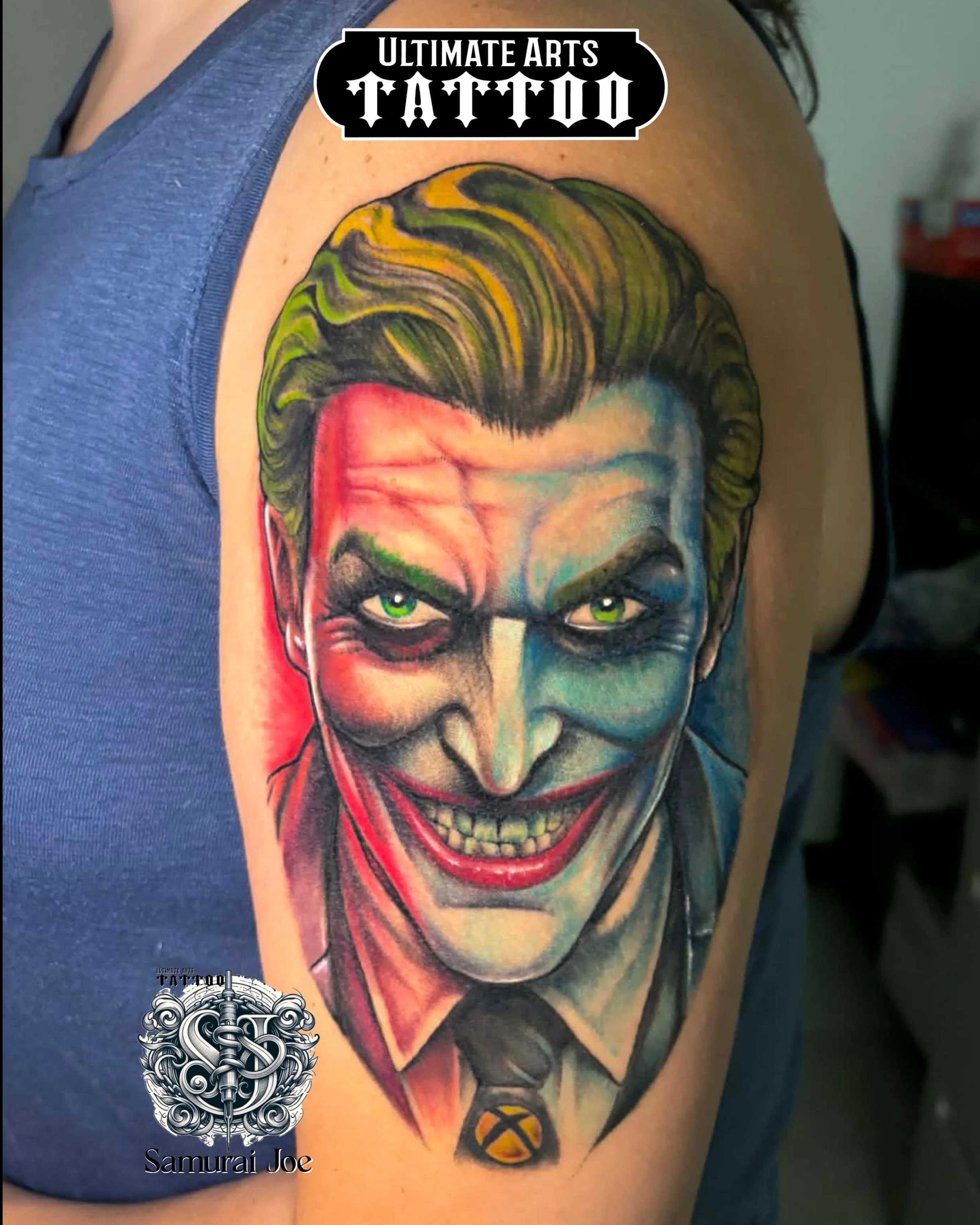 Color realism Joker tattoo by Joe