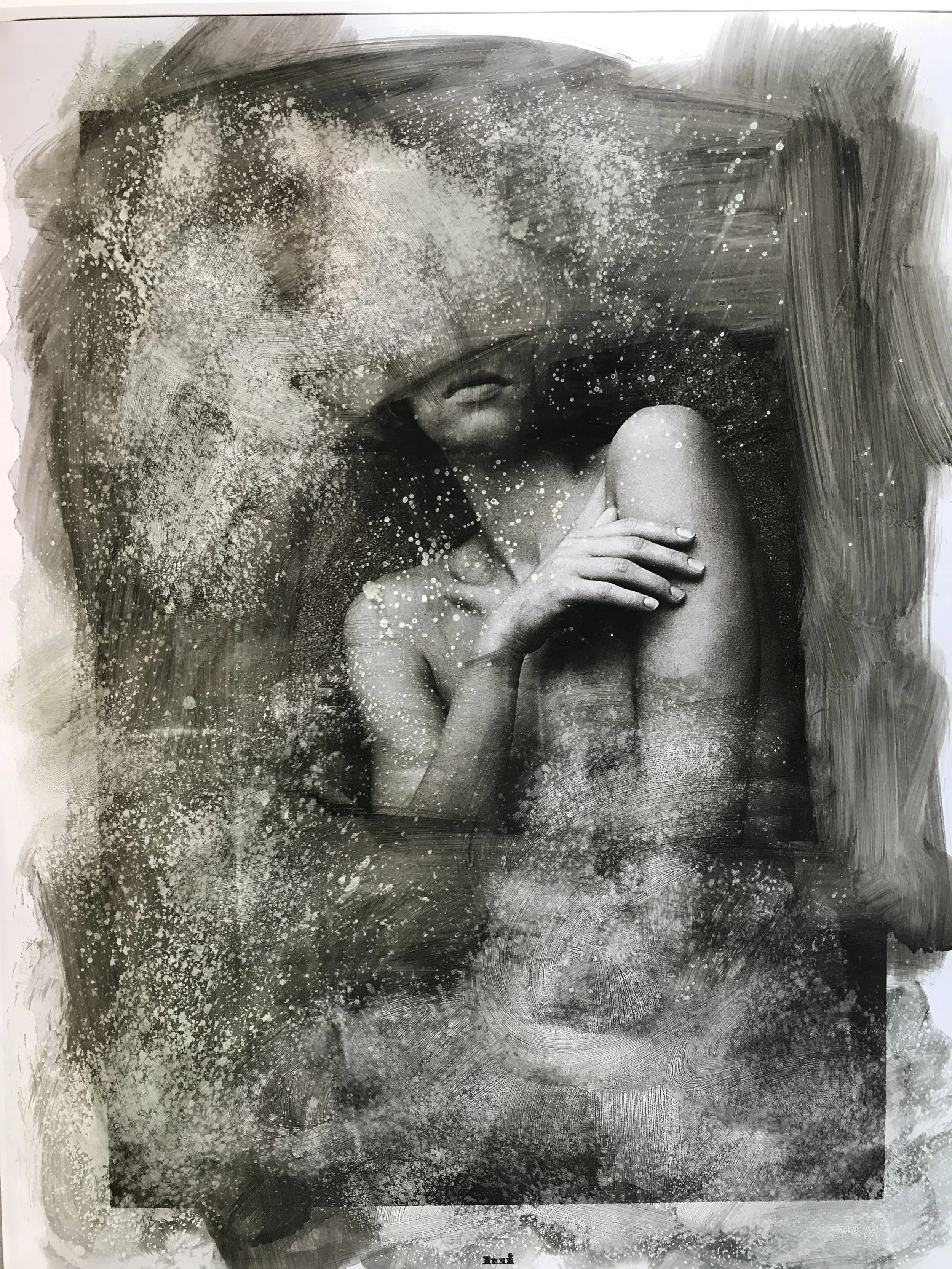 Objet de Désir 2 2017 58 x 44 in. Citra solv on magazine, bleach on photo paper