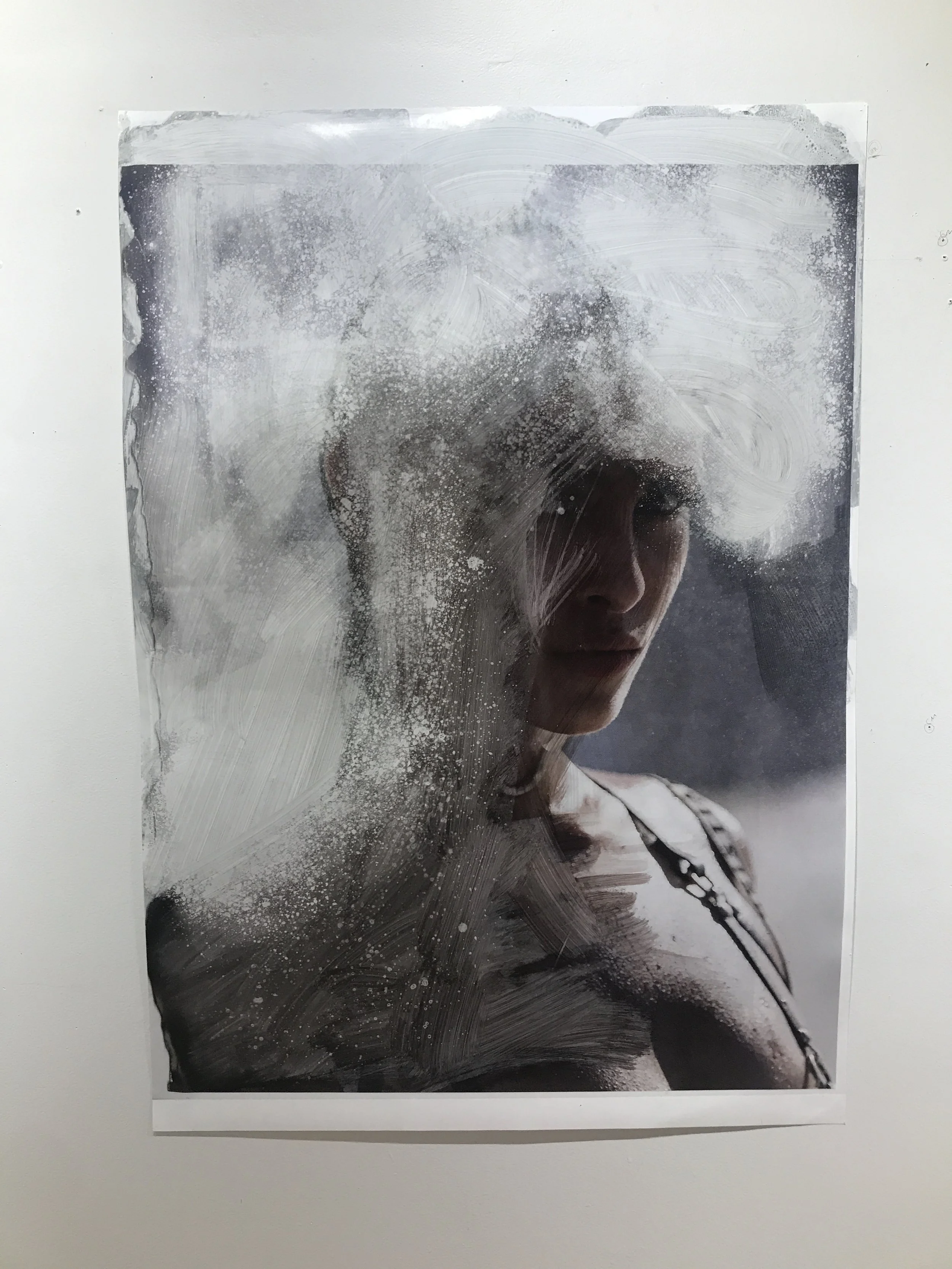 Objet de Désir 1 2017 51 x 36 in. Citra solv on magazine, bleach on photo paper