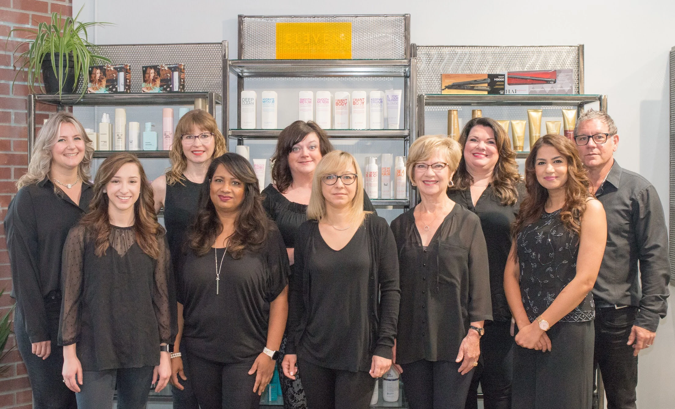 The Crush Family at Work Left to right: Laila, Shalyn, Jennifer, Bonnie, Tiffany, Tetiana, June, Cathy, Raj, & Brad