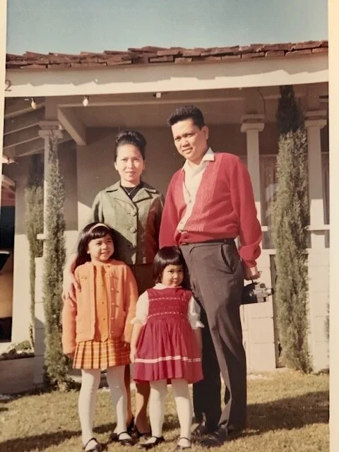 APIs RISE Fund’s leader, Mona Tawatao (in orange dress) and her sister Haya, both donors to the Fund, with their parents. (California, 1968)