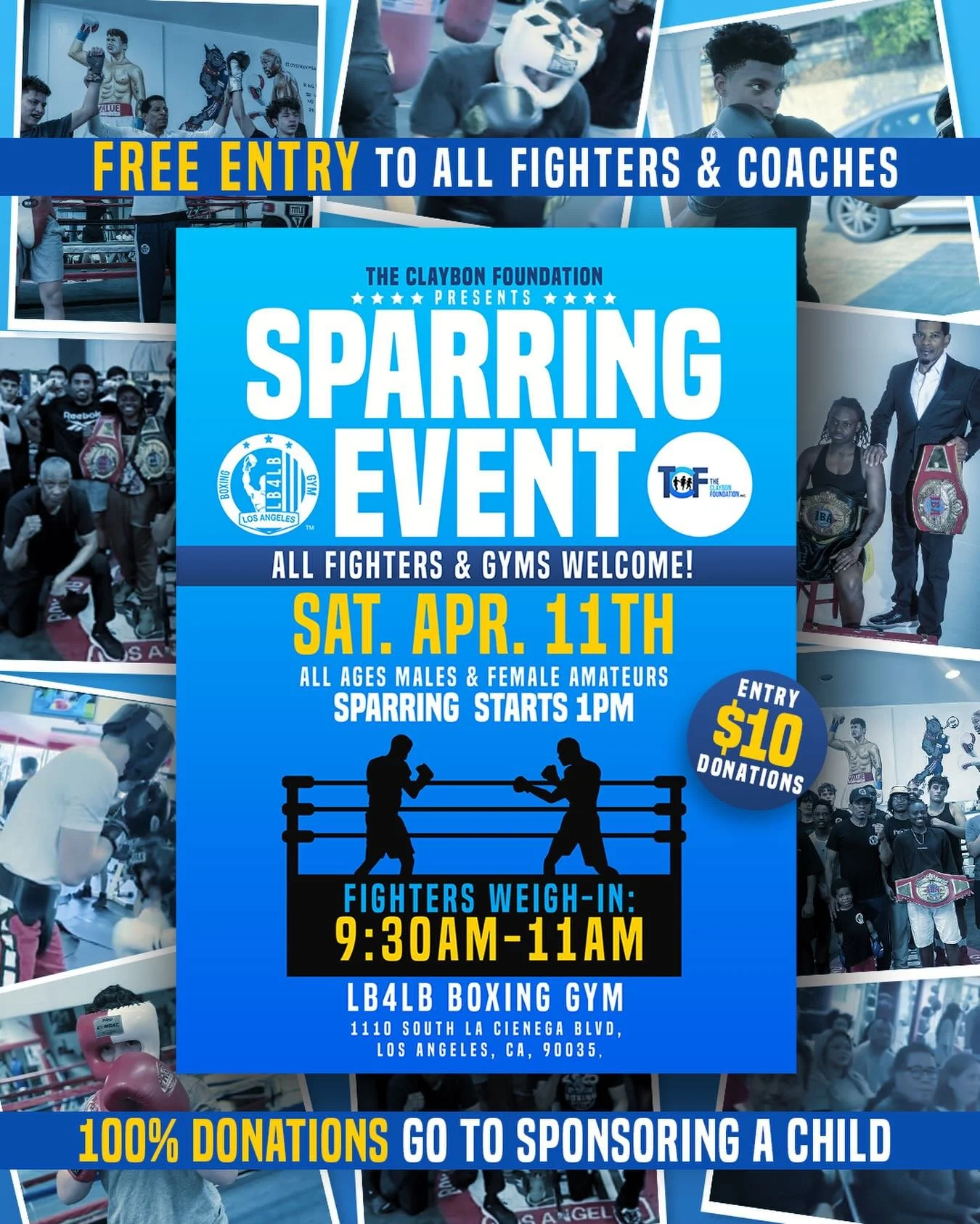 ITS THE FIRST ONE OF THE NEW SEASON!!!!

We invite all LA Gyms &amp; Fighters to come to our NONPROFIT #SPARRING EVENT.

@boxingfitnessfactory @echo_park_boxing @riseathleticsla @mayweatherfitla @cityofangelsbox @latgboxing @teamboxu @boxunionstudio 
