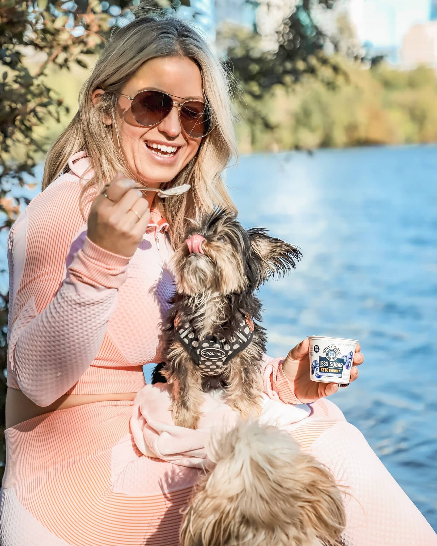 #ad - Looks like we found a yogurt that&rsquo;s #pup approved.😋
&nbsp;
I absolutely LOVE yogurt and it has been our go-to snack ever since we started on our macros diet journey. It took us a while to find an option that fits perfectly in our daily c