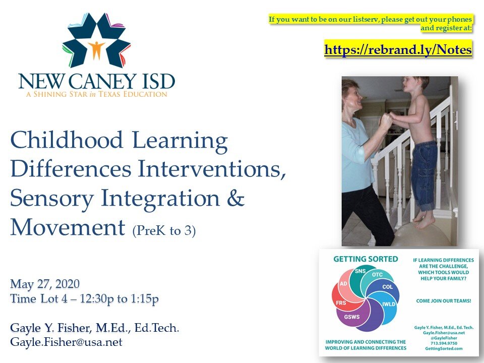 Childhood Learning Differences Interventions, Sensory Integration & Movement PK-3 NCISD 2020 Power Up Zoom .jpg