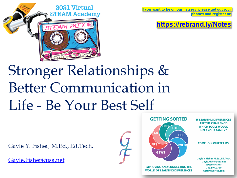 Stronger Relationships and Better Communication in Life  Be Your Best Self Region 4 Virtual STEAM Academy 06 17 2021 Gayle Fisher BU.png