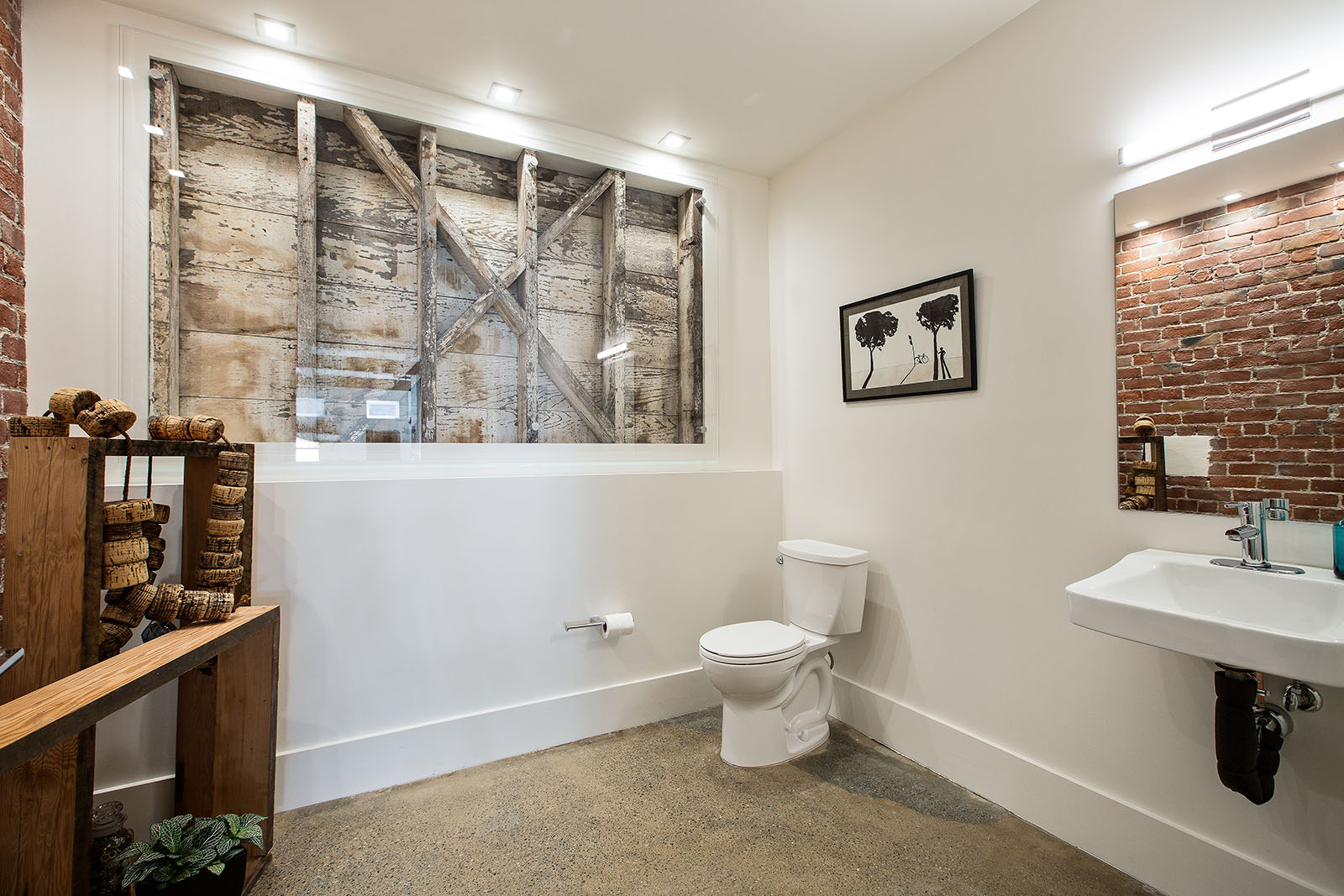 Studio bathroom with "truth wall"