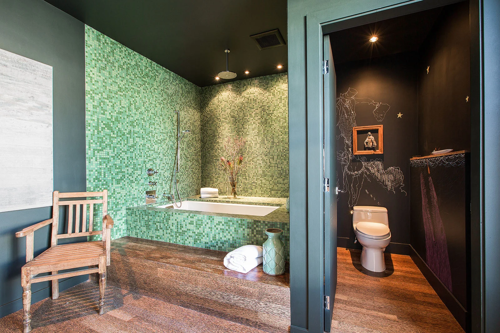 Third floor bathroom with chalkboard toilet room
